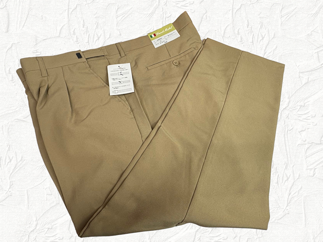 aa00022-1-a157-2 ウエスト98-104 股下68cm ベージュ系 Franck Michel ウエストアジャスター付き スラックス 拍卖