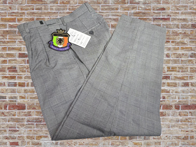 40486-3-a193 ウエスト67-73 股下68cm グレンチェック FRANCO COLLEZIONI 撥水 ストレッチ ウエストアジャスター付スラックス 拍卖