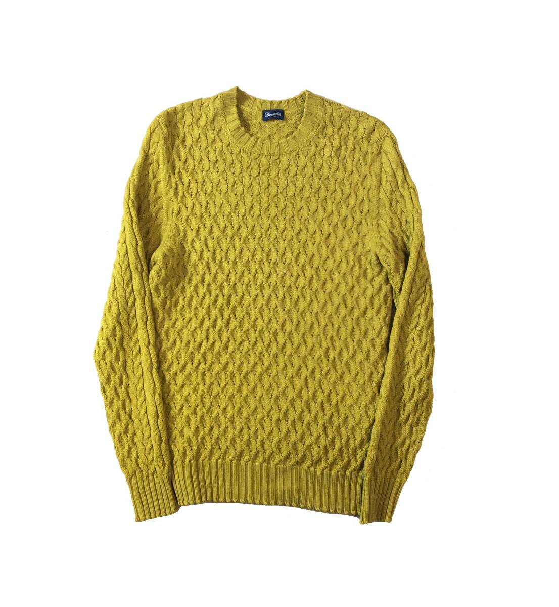 Drumohr ドルモア ITALY製 ウール ニット セーター ケーブルニット ユナイテッドアローズ マスタードイエロー系 メンズ 48拍卖