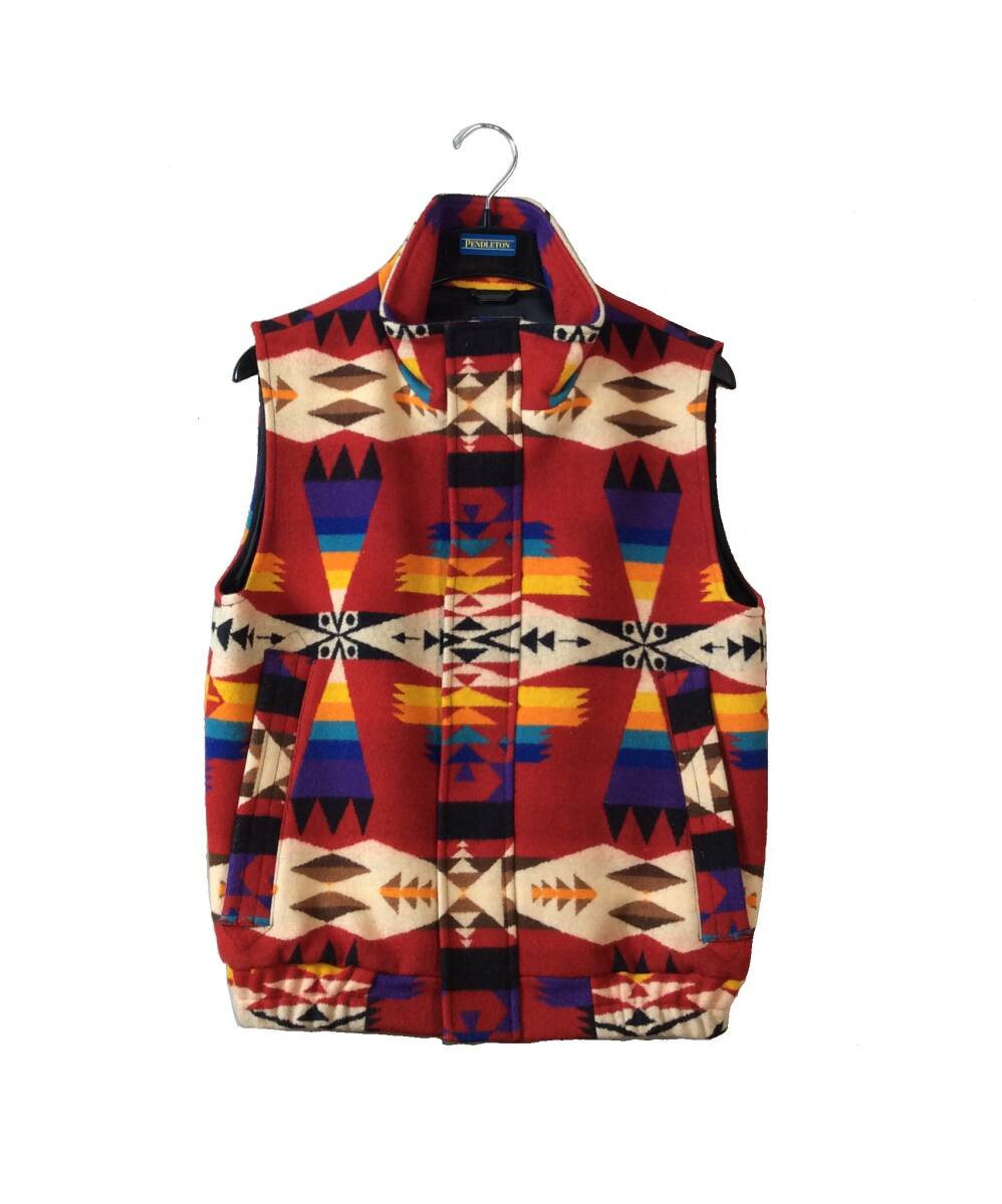 PENDLETON ペンドルトン USA製 ネイティブ柄 ウール ベスト ジャケット フルジップ メンズ S 拍卖