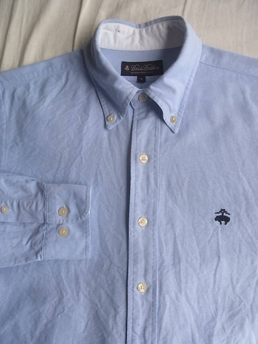 BROOKS BROTHERS ブルックスブラザーズ コットンオックス素材 ボタンダウンシャツ サイズ M ブルー系拍卖