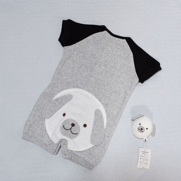 Last コムサイズム 50/60 綿混 半袖ツーウェイオール&ガラガラ ワンちゃん拍卖