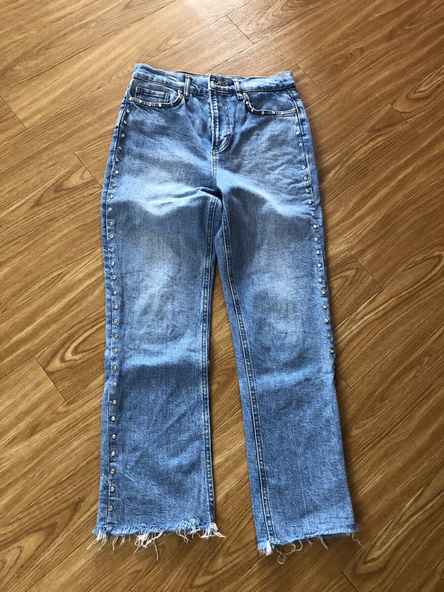 ZARA ザラ クリスタルビジュー付きデニム サイズEUR36拍卖