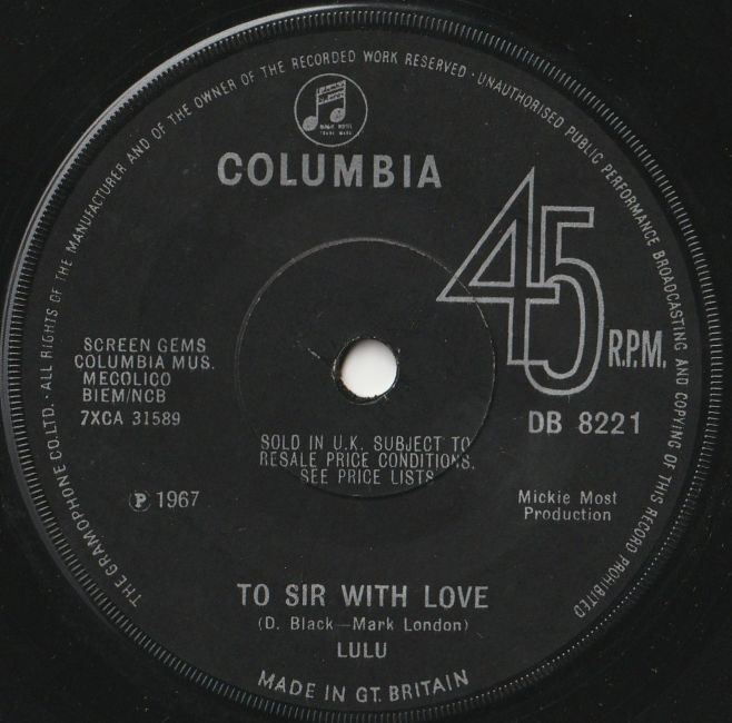 Lulu【UK盤 Pops 7" Single】To Sir With Love / Let's Pretend (Columbia DB 8211) 1977年 / 邦題:いつも心に太陽を拍卖
