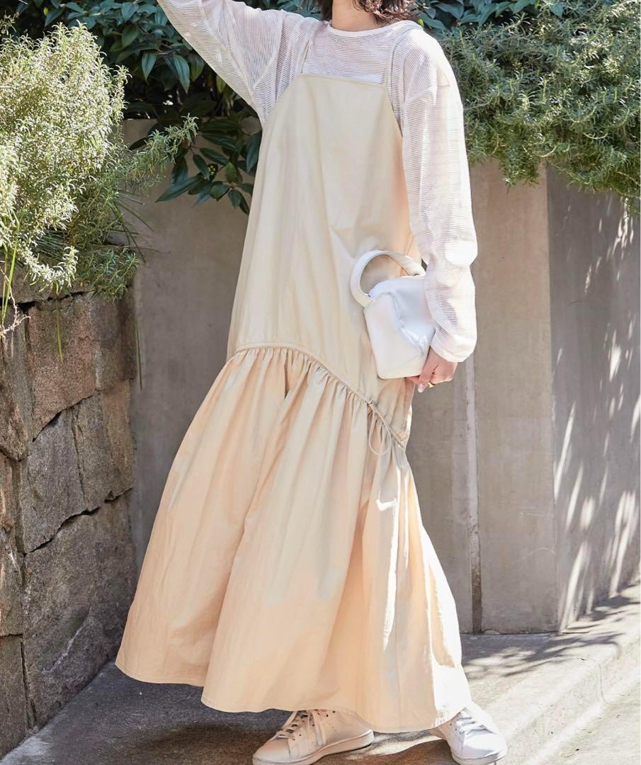 新品 CIAOPANIC TYPY ドロストギャザーキャミワンピース ベージュ拍卖