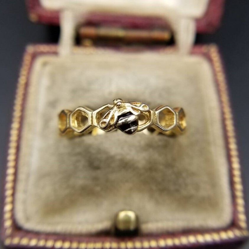 Pandora ALE 蜜蜂 ハチの巣カット エタニティ ヴィンテージ リング 925 シルバー ゴールドプレート キュート Honeybee Y22-B拍卖
