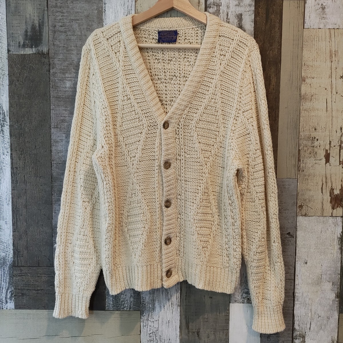 1970s PENDLETON ケーブルニットカーディガン ペンドルトン ビンテージ 70年代 フィッシャーマン拍卖