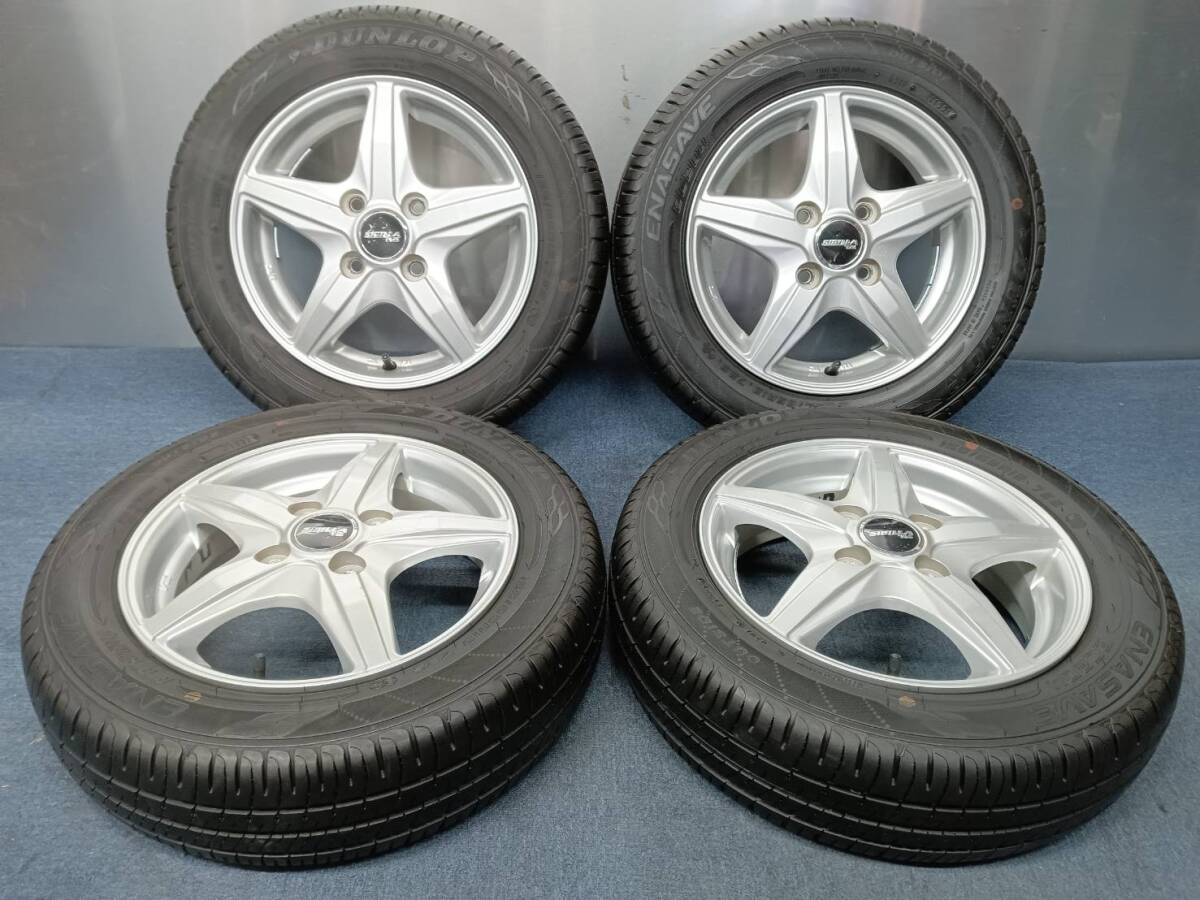 ★8-9分山★21年製★ ダンロップENASAVE EC204 155/65R13 社外ホイール 13×4J +43 4H-100 4本セット 軽自動車等 B308拍卖
