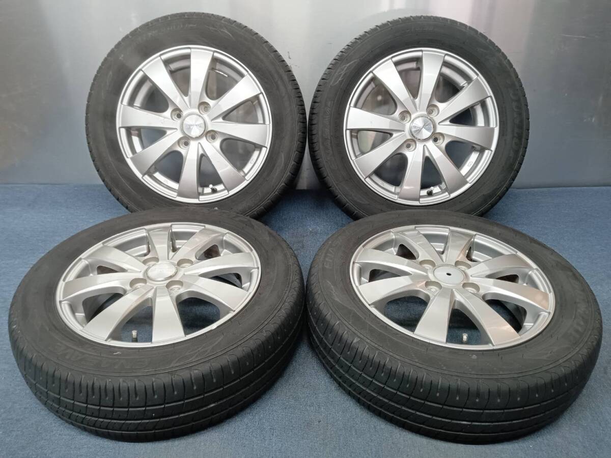 ★8分山★23年製★ ダンロップENASAVE EC204 165/65R14 社外ホイール 14×4.5J +43 4H-100 4本セット B319拍卖