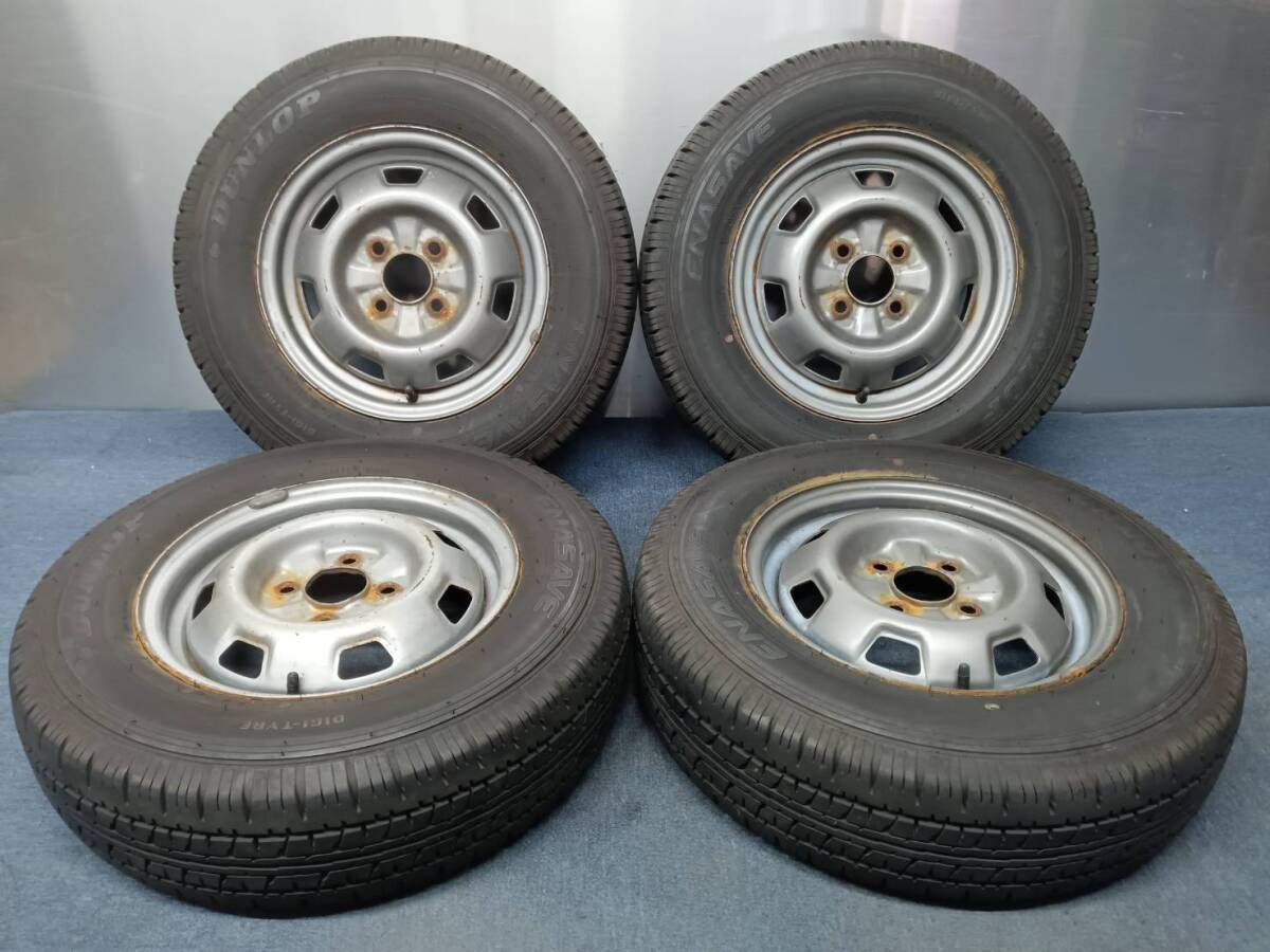 ★8分山★22年製★ ダンロップENASAVE VAN01 165R13 6PR LT スチールホイール 13×4.5J 4H-100 4本セット B371拍卖