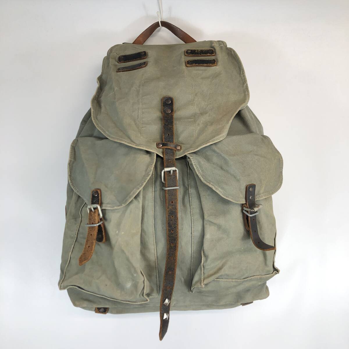 60s Japan Vintage 帆布生地 リュック 肩がけ無し レザー拍卖
