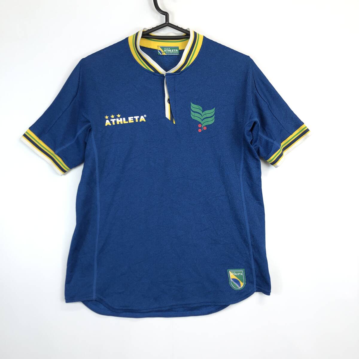 アスレタ ATHLETA 半袖プラクティスシャツ ブルー系 Mサイズ ボタン付き拍卖