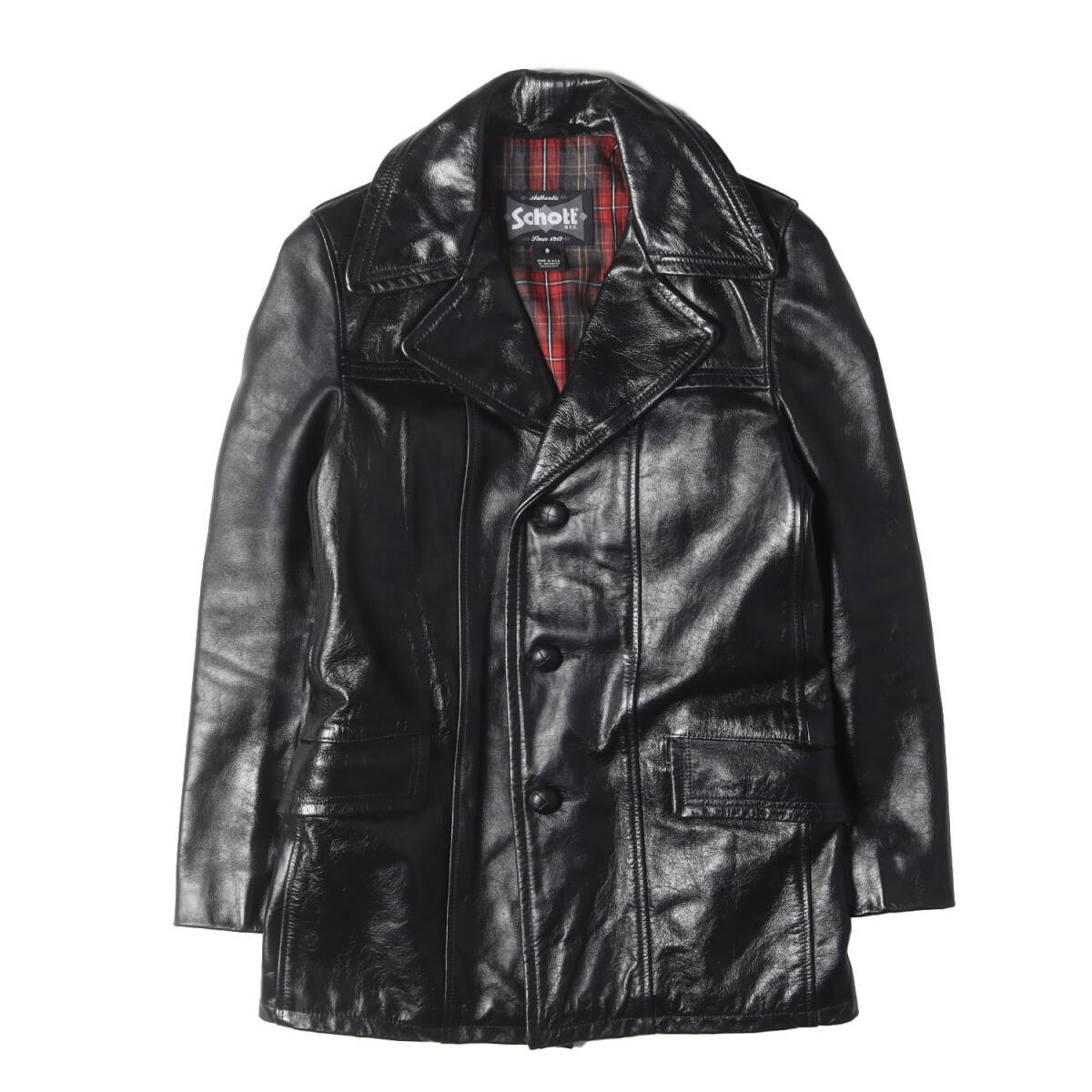 【美品】Schott ショット コート サイズ:S / Lot.645 カウハイドレザー レトロ カーコート / ブラック 黒 / アウター ブルゾン 上着拍卖