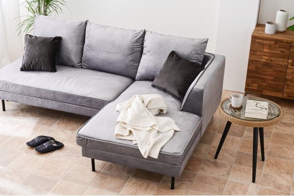 新品 一時撥水 ファブリック カウチソファー グレー/ブラック モダン 3人掛け 大型 おしゃれ スタイリッシュ リビング outlet:ST10-11K-ZQ拍卖