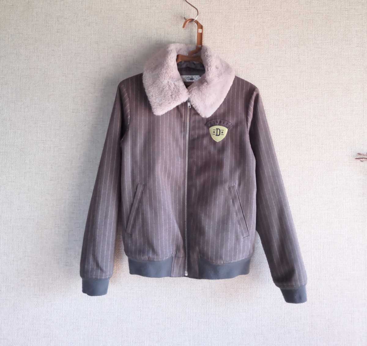 ★Diabeディアブル 美品 ファー付き 中綿 ジャケット ブルゾン ストライプ 3★拍卖