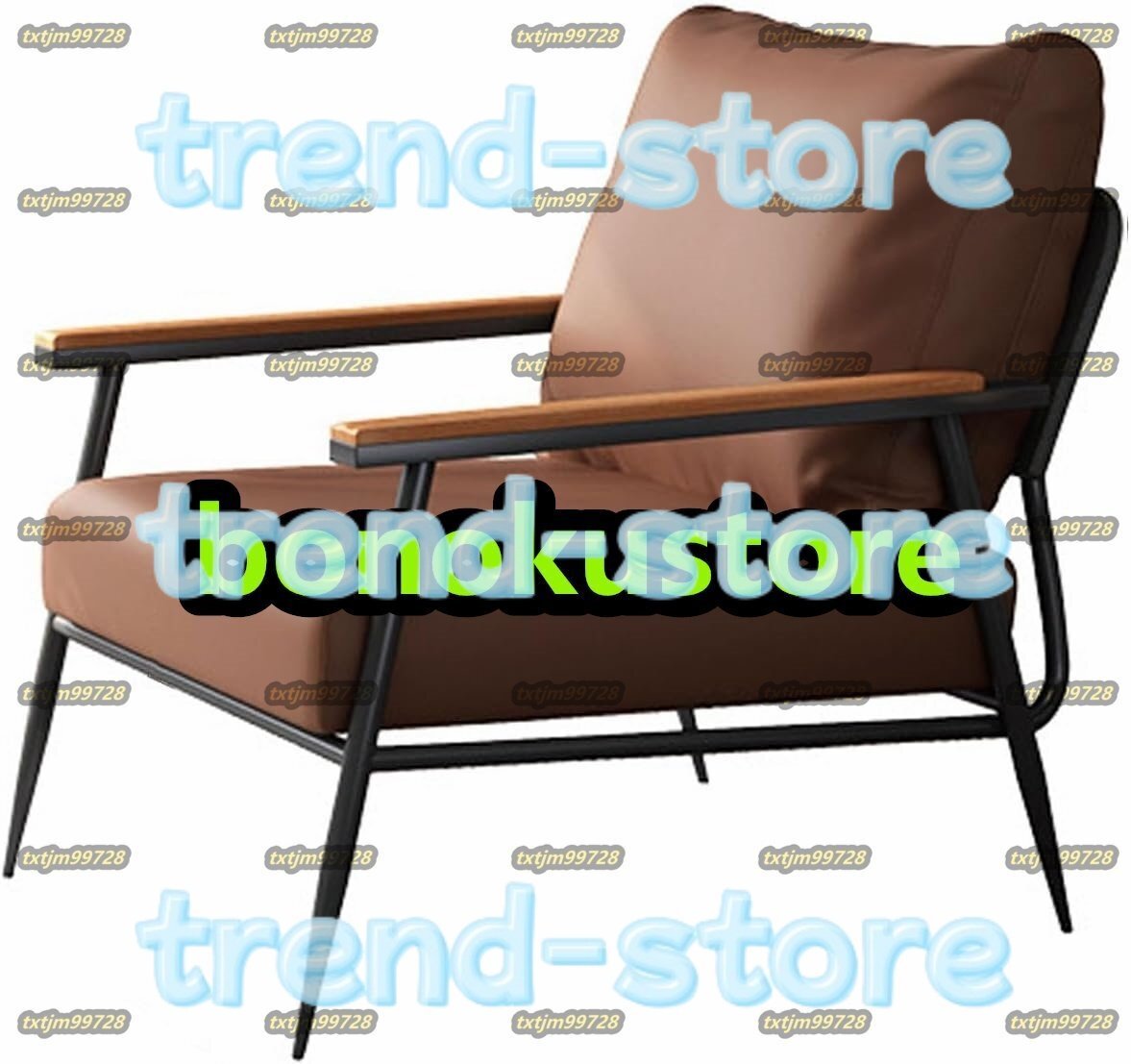 リビングルーム用のアーム付きモダンなアクセントチェア、寝室用のシングルソファ、布張りの読書快適なアームチェア、金属と木製フレーム拍卖