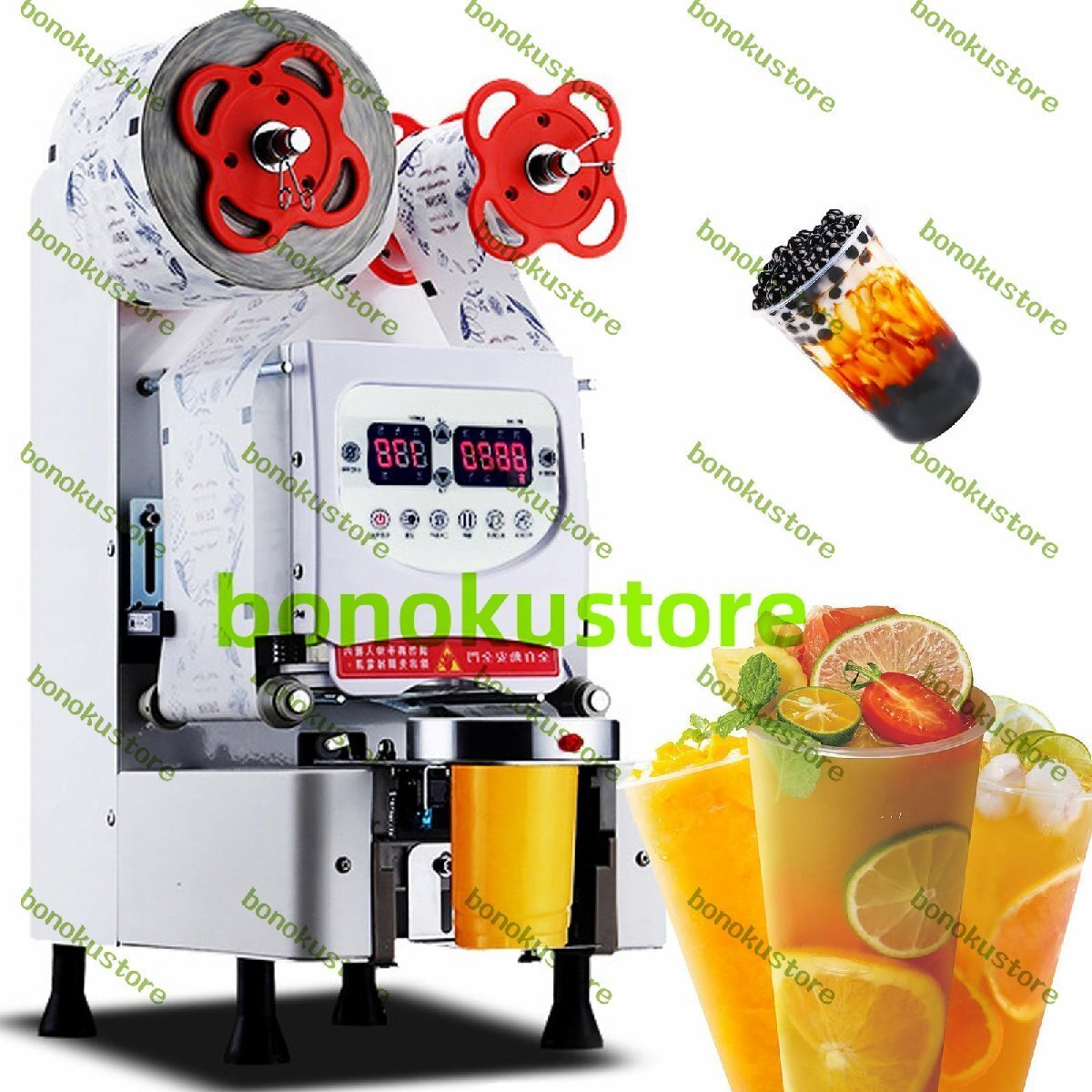 全自動カップシーラーマシン 650~800 カップ/時、90/95mm カップシーリングマシン、業務用電動カップシーラーマシン デジタル制御LCD拍卖