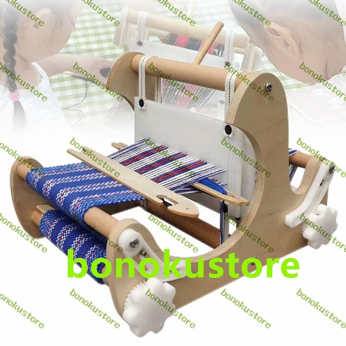 ポータブル木製織機 大人子供向けデスクトップ木製織機 最大織幅20cm 堅いヘルドとシャトル付き ブランケット スカーフ プレースマット用拍卖