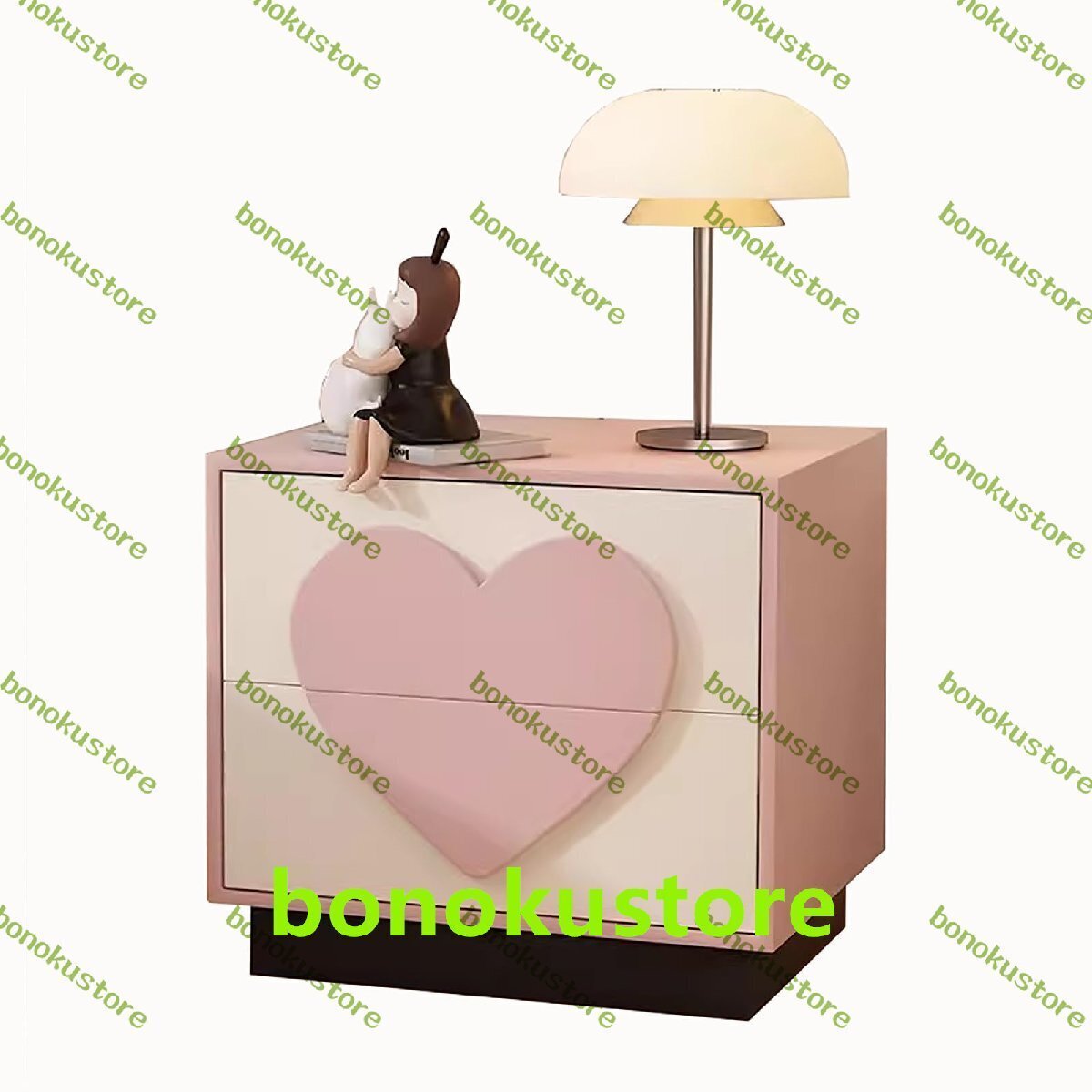 寝室とリビングルームに最適な、収納引き出し 2 つ付きのモダンなピンクのベッドサイド テーブル 45*40*50CM拍卖