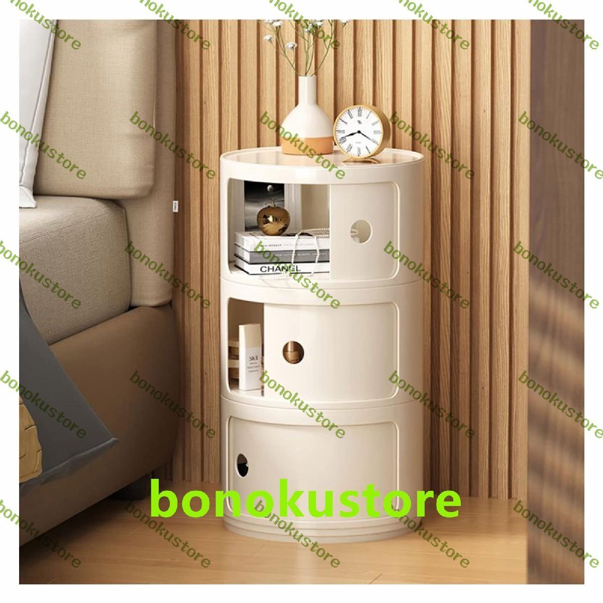 コーヒーテーブル 引き出し3段 ナイトスタンド モダンなベッドサイドテーブル 寝室用ラウンドナイトスタンド収納キャ 引き出し付き拍卖