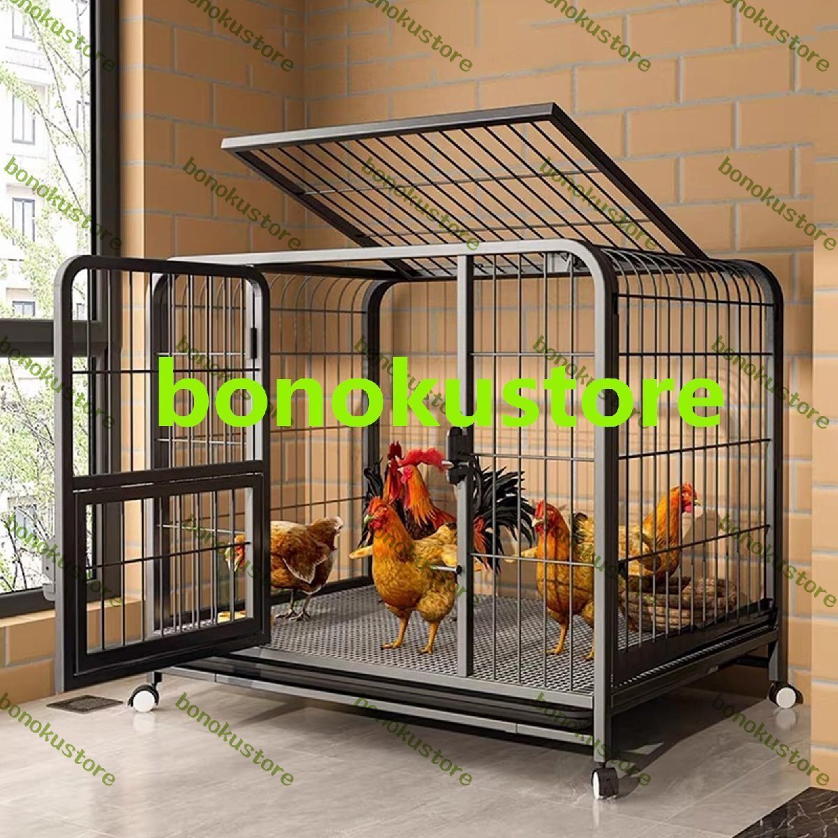 鶏かご 鶏用ケージ 飼育ケージ 携帯型金属製の鶏かご 大型 鶏舎 家庭用家禽用ケージ 鶏舎 キャスター 付き 屋外鶏用ケージ 60*42*50cm拍卖
