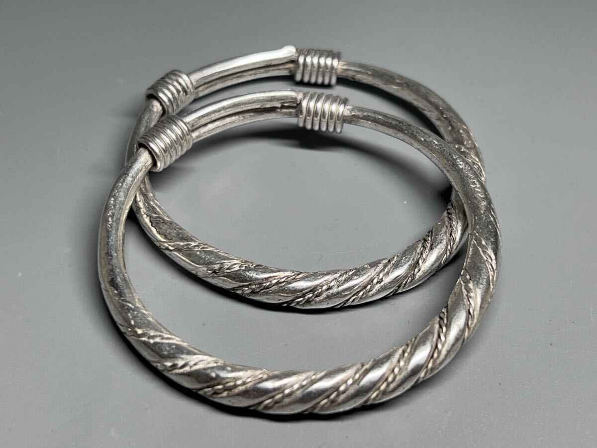 中国古美術 腕輪 バングル 一対 コレクション 内径62mm拍卖