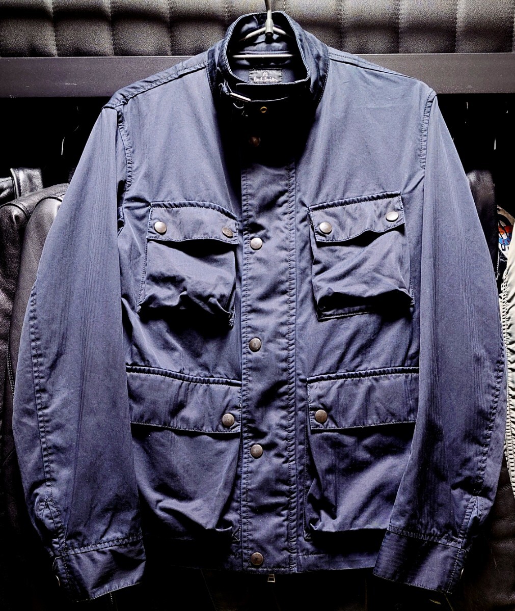 ★PoulSmith/ポール・スミス インターナショナルライダース コットンジャケット S シャドーストライプ ブラック メンズ拍卖