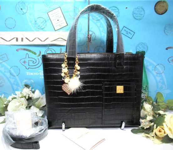 送料無料 62%引 サマンサタバサ クロコ型押 2way トートバッグ ハンドバッグ 小 黒 ブラック 新品 証明書付 ギフト包装対応可 通勤 通学拍卖