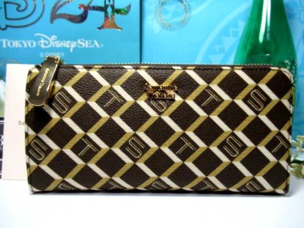 送料無料 40%引 サマンサタバサ ST モノグラム プリント L字ジップ ファスナー 長財布 ブラウン カーキ 未使用 証明書付 開運 金運UP拍卖