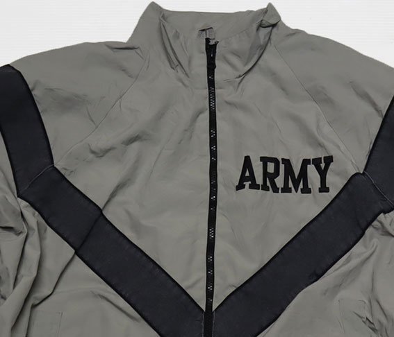 MJ56米軍実物ARMYアメリカ古着トレーニングジャケット切り替えナイロンジャケットMビッグサイズ/グレー系ミリタリージャケット/オールド&拍卖