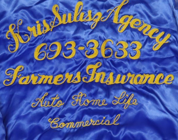 NJ85ホロウェイHOLLOWAYアメリカ古着アメリカ製ナイロンジャケット80’S90’Sビンテージ青系スタジャンXLビッグサイズ中綿チェーンステッチ拍卖