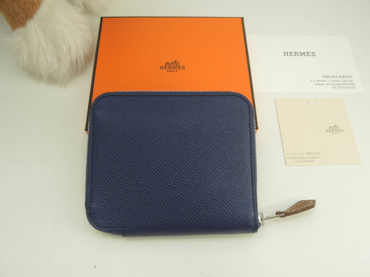 エルメス アザップコンパクトシルクイン エプソン濃青 コンパクトウォレット 未使用@C 3拍卖