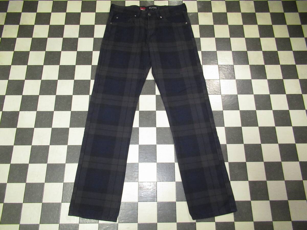 ★Leens×GOYA JUNMEN★99202 30 チェック柄カラーパンツ ネイビー×グレー拍卖
