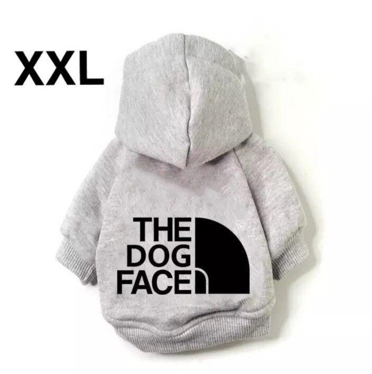 The dogfaceドッグフェイス 犬服パーカーペット用洋服ドッグウェアグレーXXL黒文字拍卖