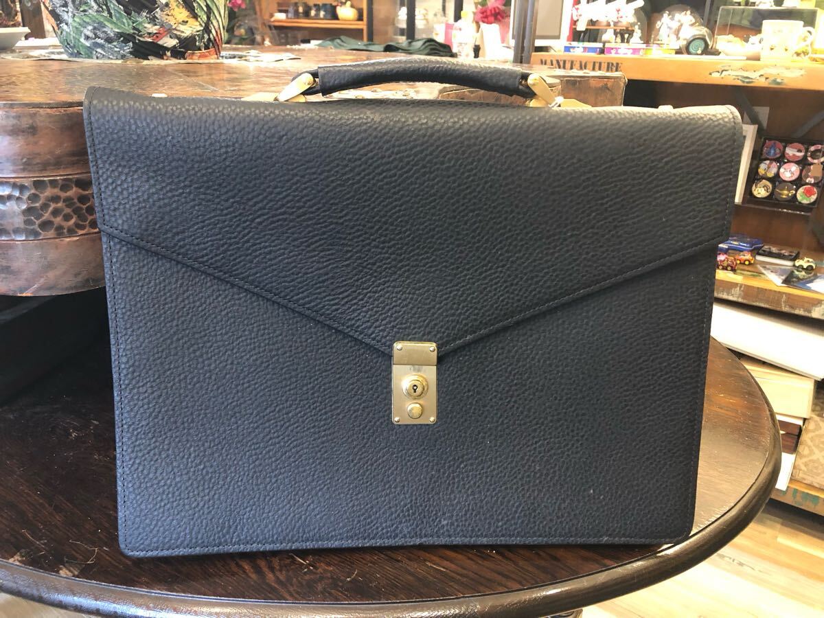G0333★GINZA Tanizawa 本革 黒 ビジネスバッグ 通勤バック ブリーフケース 書類かばん W41 × D3 × H31 拍卖