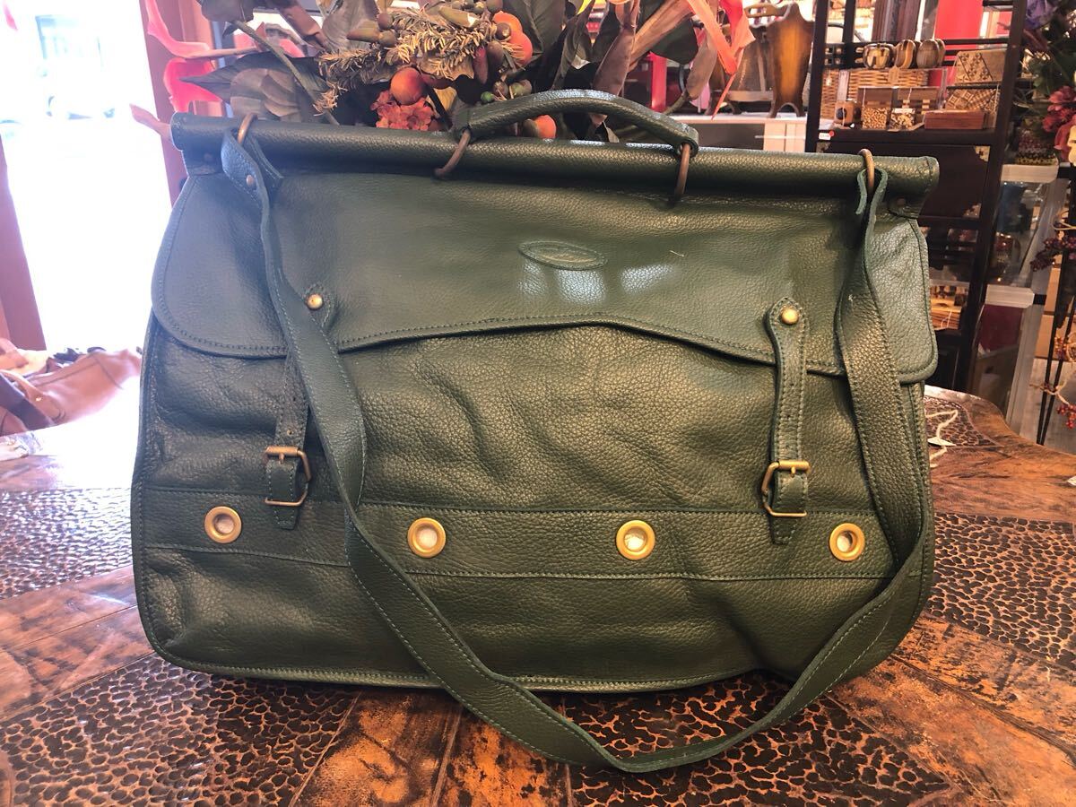 G0334★pierre cotte ボストンバッグ 大容量 斜めがけ W52 × D7 × H42 グリーン系 おしゃれ かわいい 拍卖