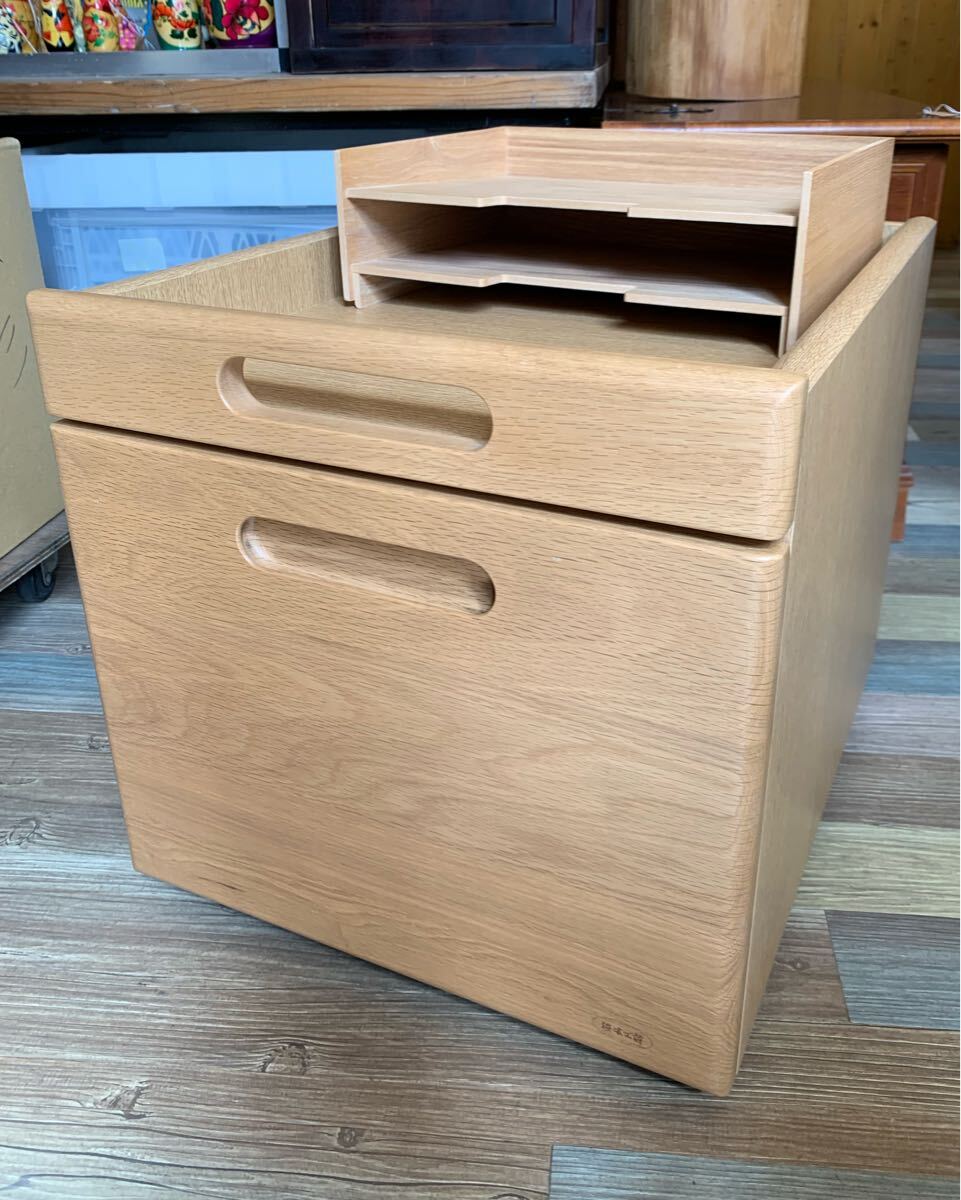 N03-29★ デスクワゴン 袖机 学習デスク 浜本工芸 幅約41×奥行き49×高さ42(㎝)/ 木製書類整理トレー A4 2段 まとめて2点セット 拍卖