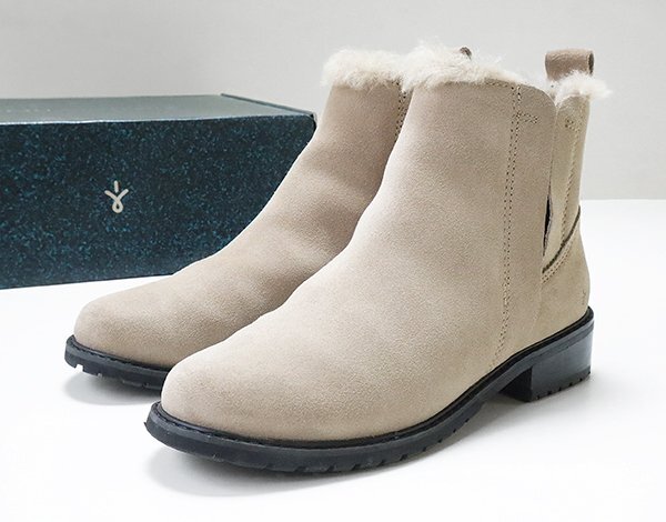 EMU Australia ◆ Pioneer 防水/防寒 ショートブーツ ベージュ 24cm (箱入) スエード調 裏ウール サイドゴア レインブーツ エミュ ◆D-1拍卖