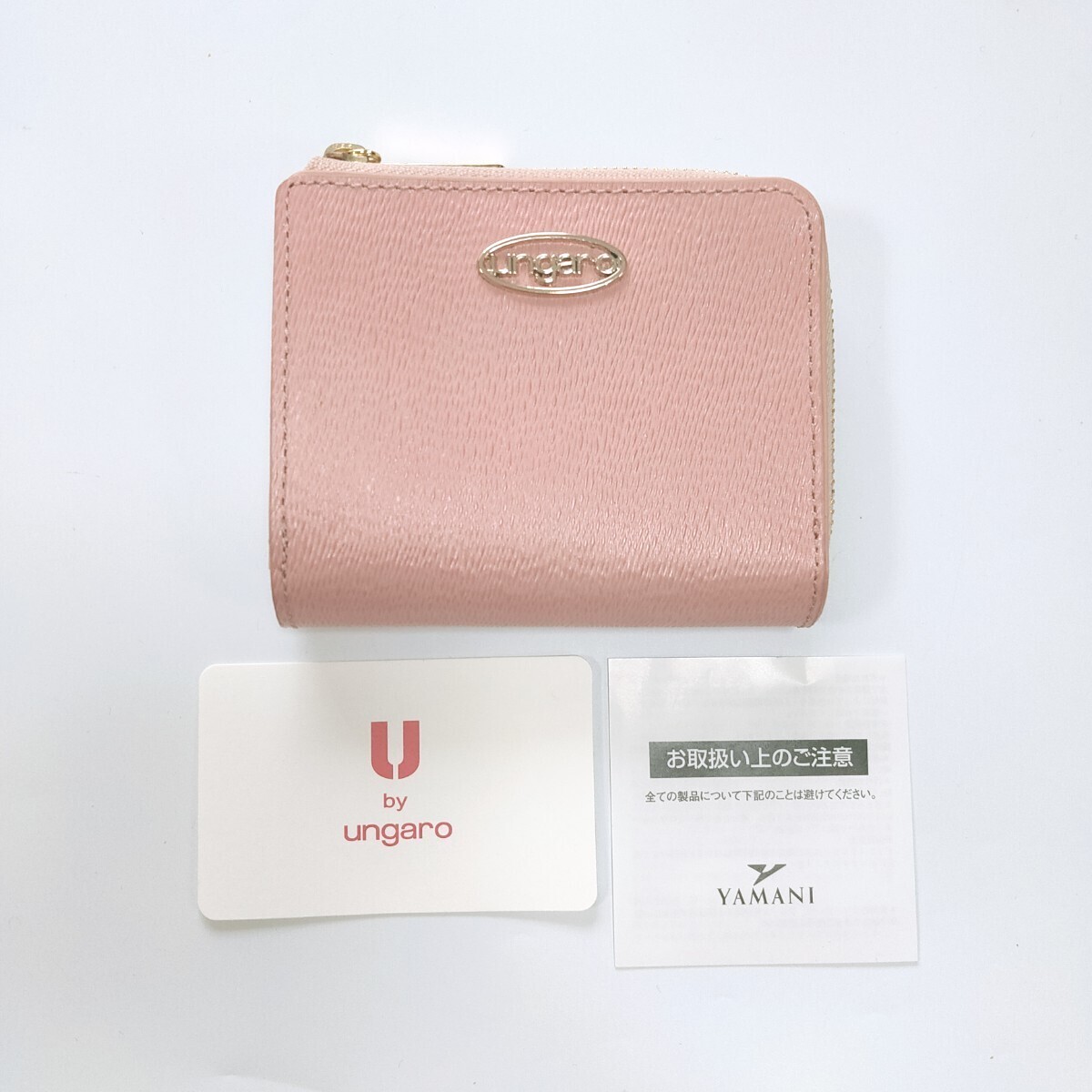 未使用品 ユーバイウンガロ 折り財布 ピンク レザーウォレット  本革 二つ折り財布拍卖