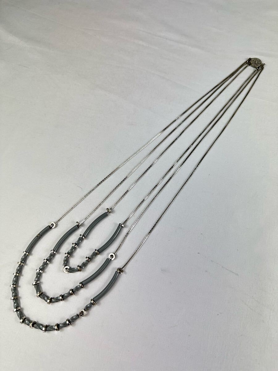 3連ネックレス アクセサリー ビーズ ロングチューブ ネックレス拍卖