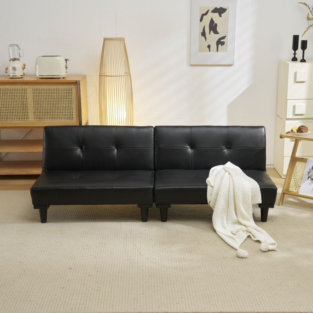 ソファベッド ソファ ベッド ロータイプ 2人 PU リクライニングソファ 背もたれ3段階 取付可能な脚 省スペース 幅168㎝ マットレス 拍卖