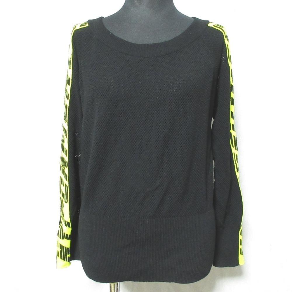 美品 DIESEL ディーゼル バックカット ロングスリーブ メッシュニット プルオーバー カットソー M ブラック拍卖