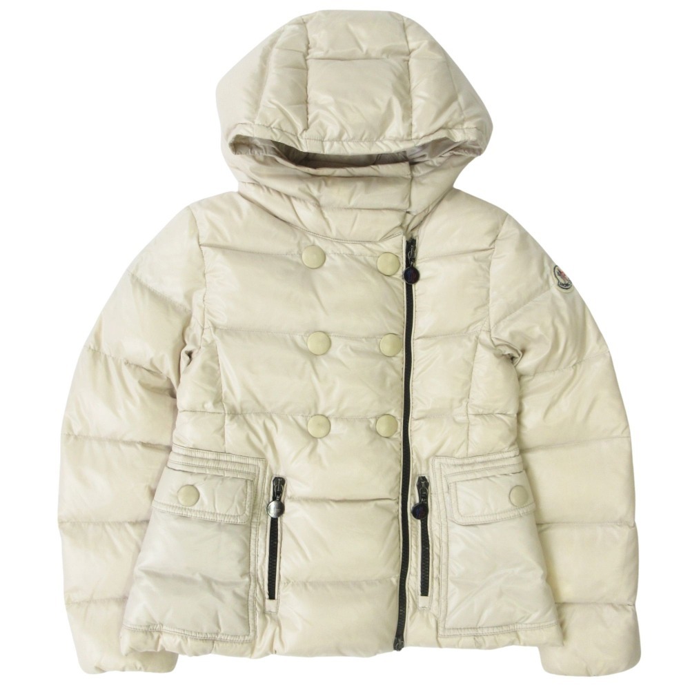 良品 MONCLER モンクレール ダウン ジャケット ブルゾン コート ジャンパー フード ジップアップ G32-003 サイズ130 アイボリー拍卖
