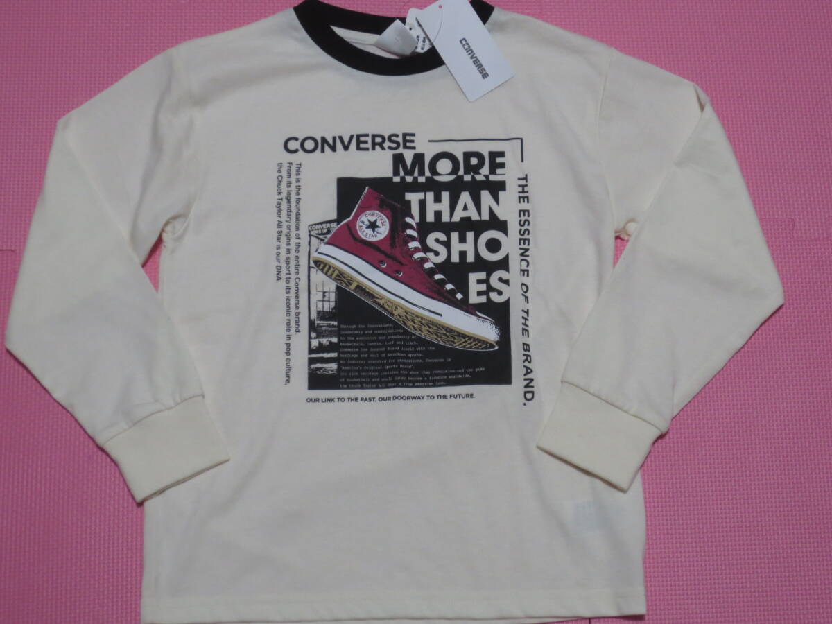 新品 140 コンバース 長袖Tシャツ 赤いハイカットスニーカー柄 シューズ柄プリントTシャツ 綿100% 小学生 女の子 秋物 130~ 送料無料拍卖