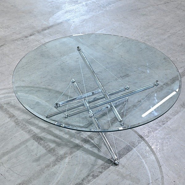 ★Cassina 44万「713」センターテーブル ガラス テオドール・ワッデル 幾何学 カフェ コーヒー ロー ダイニング _イクスシー拍卖