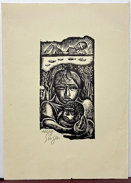 竹田鎮三郎『essay』木版画  鉛筆サイン シートのみ エディション記載なし拍卖