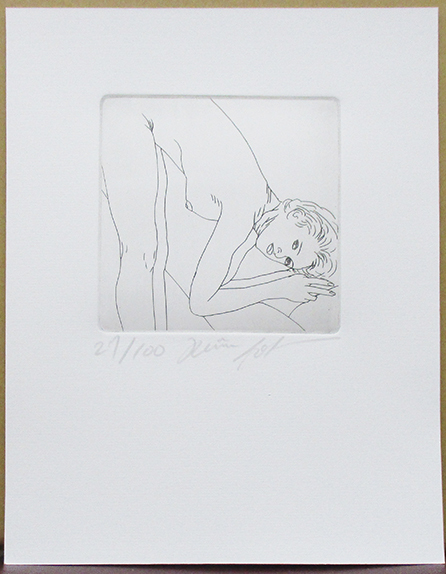 城景都『イカガのポーズ(百枚銅版画)』エッチング ed.27/100. 鉛筆サイン シートのみ 1983年「城景都 全版画集(阿部出版)」No.211拍卖