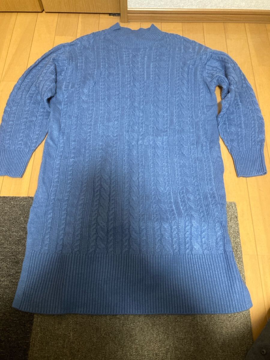 【送料無料】 chocol raffine robe ショコラフィネローブ ニット レディース セーター 長袖 ブルー 未使用 サイズF拍卖