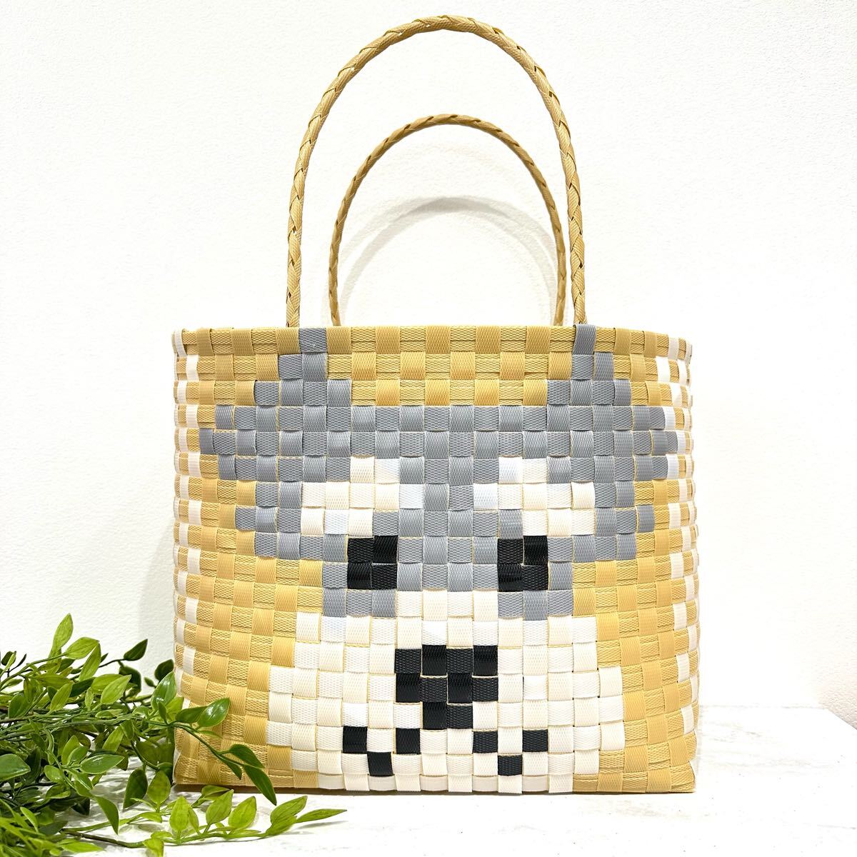 シュナウザー★お散歩バック★プラかご★エコバッグ プラバッグ メルカドバッグ ppバンド Lサイズ かごバッグ拍卖