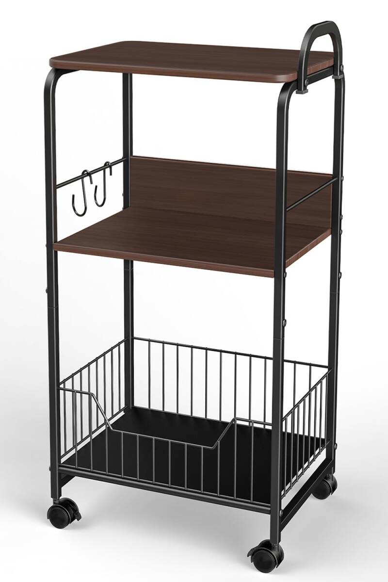 炊飯器 調味料 バスケットラック 小物 3段 台所 キャスター付き 洗面所 棚 居間 収納 リビング カート キッチン 隙間 キッ拍卖